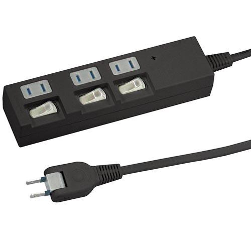 ヤザワ 個別スイッチ付節電タップ 3個口(上挿し) 3m Y02BKS333BK(ブラック)