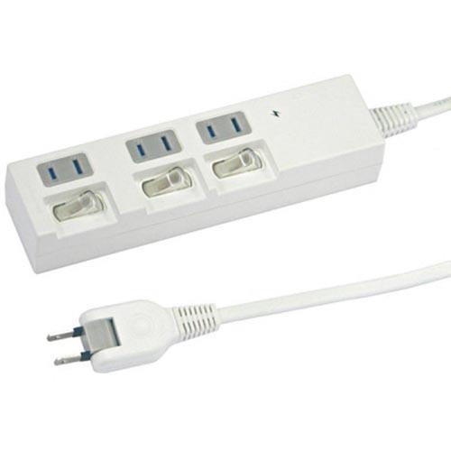 ヤザワ 個別スイッチ付節電タップ 3個口(上挿し) 3m Y02BKS333WH(ホワイト)
