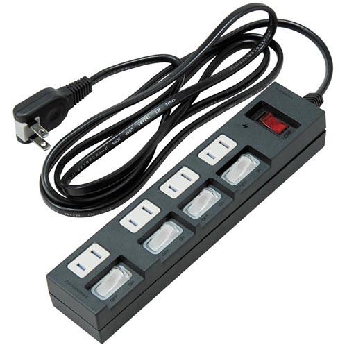 ヤザワ 個別集中スイッチ付節電タップ 4個口(上挿し) 2m Y02BKS452BK(ブラック)