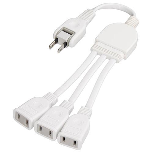 ヤザワ Y02V3002WH(ホワイト) ACアダプター用3分配延長コード 3個口(横挿し) 0.2m