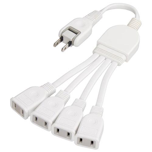 ヤザワ Y02V4002WH(ホワイト) ACアダプター用4分配延長コード 4個口(横挿し) 0.2m