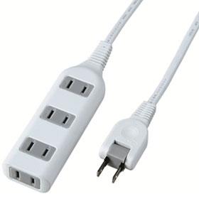 ヤザワ Y02S402WH ホワイト 耐トラ付タップ4個口2m 上挿し3･横挿し1