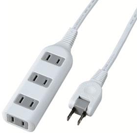 ヤザワ Y02S403WH(ホワイト) 耐トラ付タップ4個口3m(上挿し3･横挿し1)