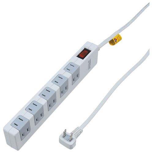 ヤザワ Y02FSBK1015WH ホワイト 雷サージ･ブレーカー集中SW付 10個口 上挿し5･横挿し5 5m