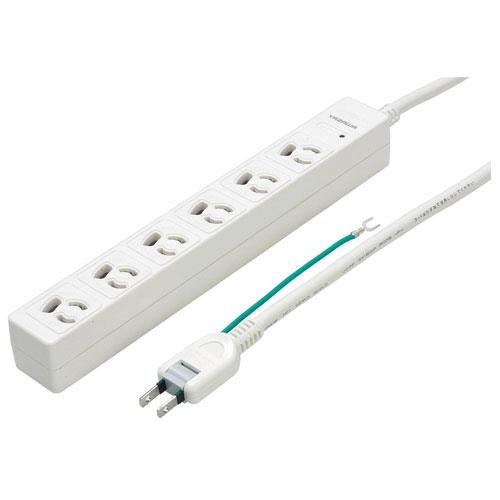 ヤザワ Y02JKNP602WH ホワイト 3P抜け止めマグネットタップ 6個口 上挿し 2m