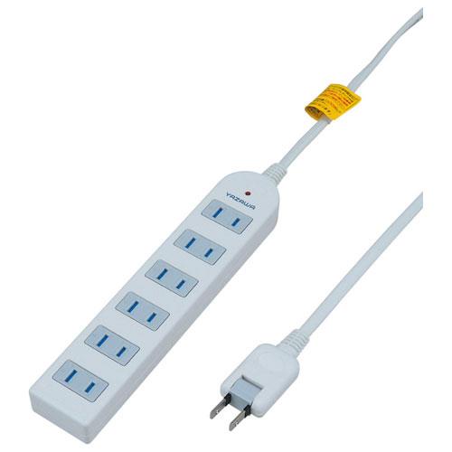 ヤザワ Y02KS605WH ホワイト 雷サージ付延長コード･タップ6個口 6個口 上挿し 5m