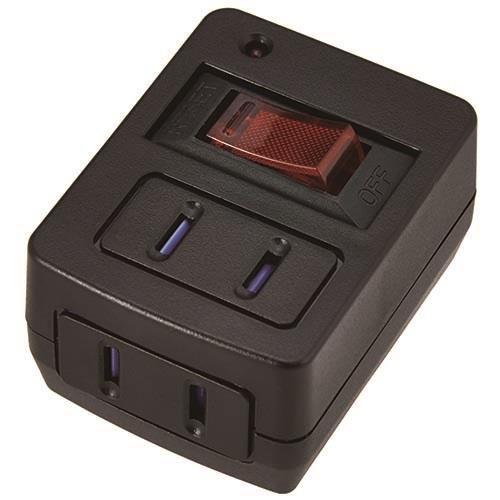 ヤザワ Y02FUBHKS210BK(ブラック) 雷ガード･ブレーカー機能付き省エネタップ2個口