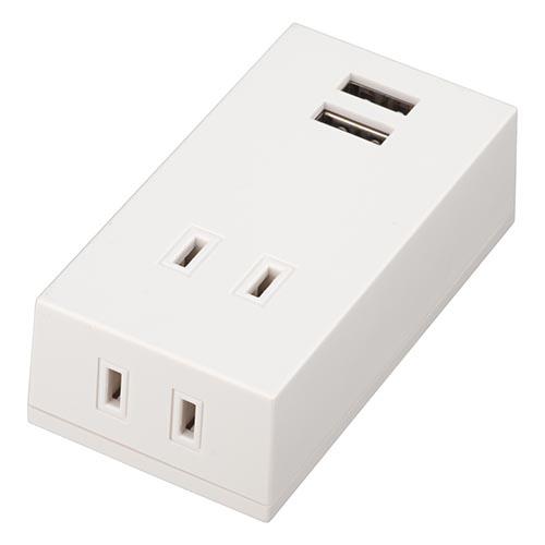 ヤザワ Y02FS400WH2U(ホワイト) フロントタップ型2AC+2USB2.1A