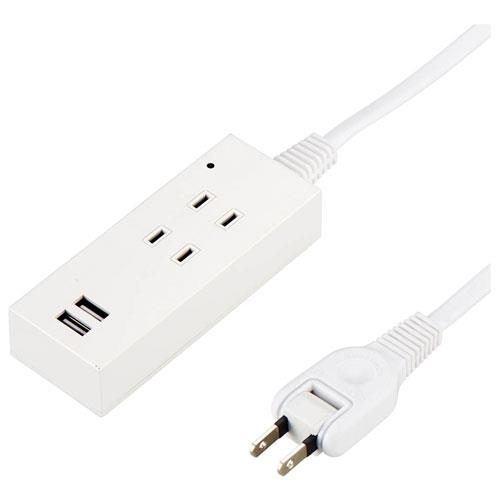 ヤザワ Y02K4015WH2U(ホワイト) 雷ガード付2AC2USB2.1A 2個口(上挿し) 1.5m