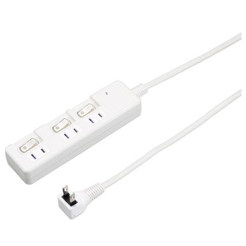 ヤザワ H8KS331WH ホワイト 雷ガード付3個口節電タップ 3個口 上挿し 1m