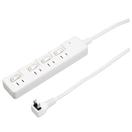 ヤザワ H8KS442WH(ホワイト) 雷ガード付4個口節電タップ 4個口(上挿し) 2m