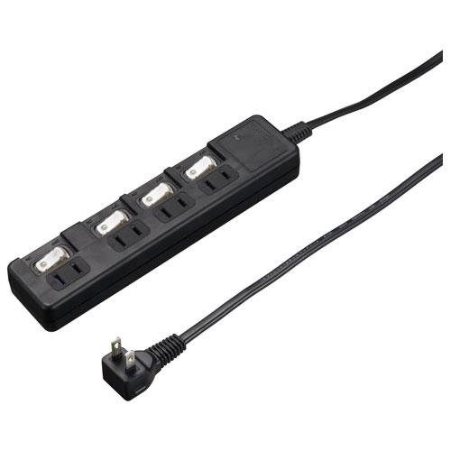 ヤザワ H8KS442BK(ブラック) 雷ガード付4個口節電タップ 4個口(上挿し) 2m