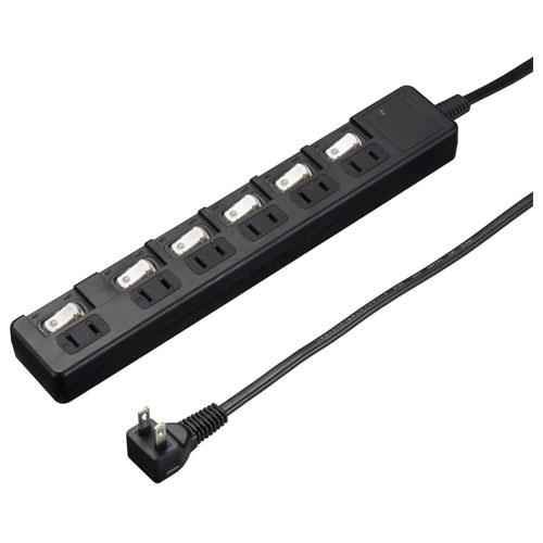 ヤザワ H8KS662BK ブラック 雷ガード付 節電タップ 6個口 上挿し 2m