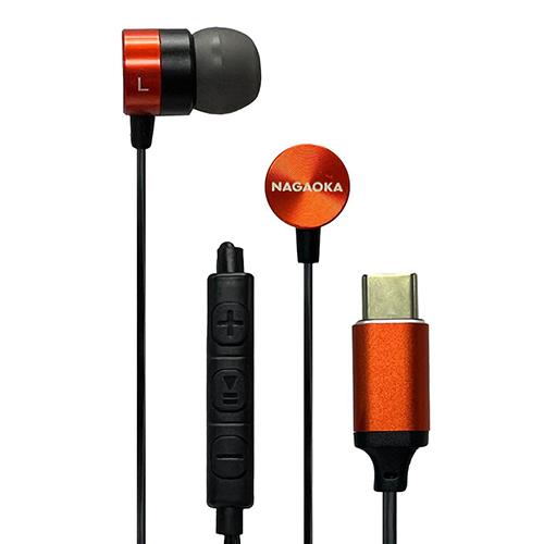 ナガオカ P908MTYPECSRD(シャインレッド) マイク付きカナル式イヤホン USB-C