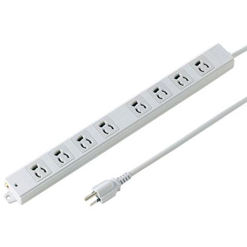 サンワサプライ 工事物件タップ 8個口 上挿し 3m TAP-KE8-3