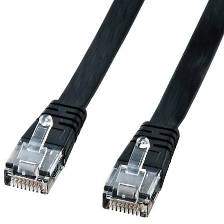 サンワサプライ LA-FL5-02K(ブラック) UTPエンハンスドカテゴリ5より線フラットケーブル 2m