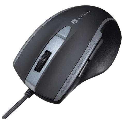 サンワサプライ MA-BL168BK ブラック 静音有線ブルーLEDマウス 5ボタン