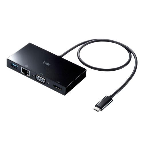 サンワサプライ USB-3TCH30BK USB Type-Cﾓﾊﾞｲﾙﾄﾞｯｷﾝｸﾞｽﾃｰｼｮﾝ USB3.2 Gen1･LAN･HDMI･VGA