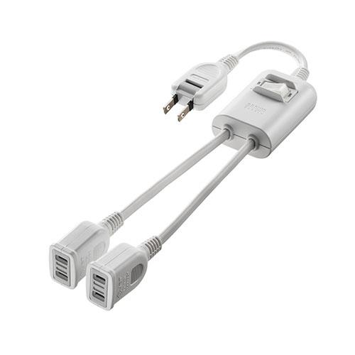 サンワサプライ TAP-EX2SWW(ホワイト) 一括集中スイッチ付き電源延長コード(2P･2分岐･2個口)