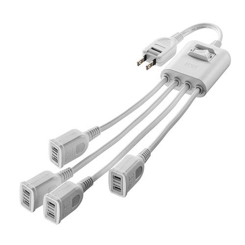 サンワサプライ TAP-EX4SWW(ホワイト) 一括集中スイッチ付き電源延長コード(2P･4分岐･4個口)