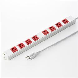 サンワサプライ TAP-K8-3R レッド 工事物件タップ 3ピン8個口 3m