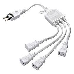 サンワサプライ TAP-EX4WN(ホワイト) ACアダプタ専用電源延長コード 2P 4分岐