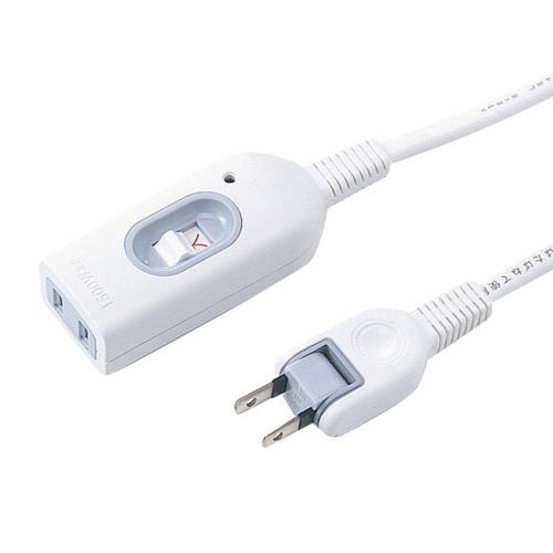 サンワサプライ 中間スイッチ付延長コード 2P･1個口(横挿し) 2m TAP-B7-2N(ホワイト)