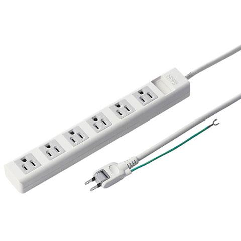 サンワサプライ 電源タップ 6個口(上挿し) 2.5m TAP-N3625MGN(ホワイト)