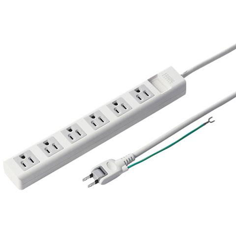 サンワサプライ 電源タップ 6個口(上挿し) 5m TAP-N3650MGN(ホワイト)