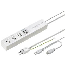 サンワサプライ TAP-RE34U-2 ホワイト パソコン連動タップ 4個口 2m