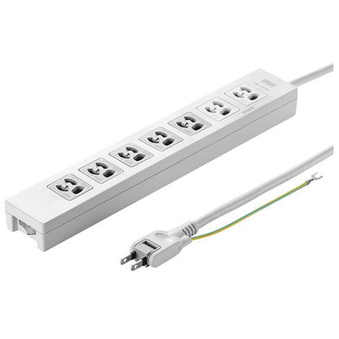 サンワサプライ TAP-F37-3KSR 電源タップ 7個口 上挿し 3m