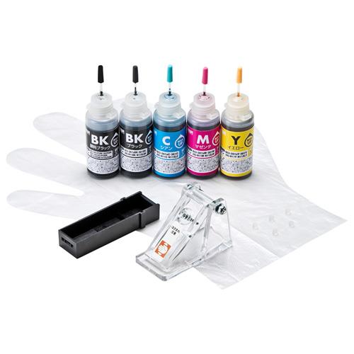 サンワサプライ INK-C380S30S5 詰め替えｲﾝｸ BCI-380/XKI-N10PGBK･381/N11BK･C･M･Y用 5色ｾｯﾄ 30ml