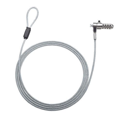 サンワサプライ SLE-40S nanoスロット対応セキュリティワイヤー･ダイヤル錠