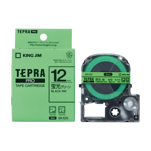 キングジム(KING JIM) テプラPRO カラーラベル 蛍光色 グリーン 黒文字 12mm SK12G