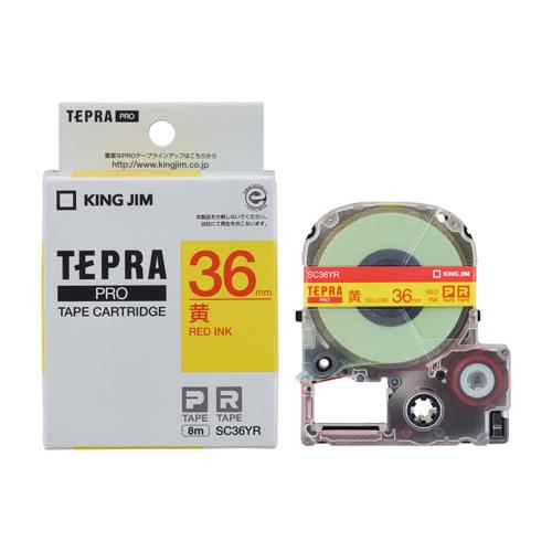 キングジム(KING JIM) テプラPRO カラーラベル パステル 黄 赤文字 36mm SC36YR