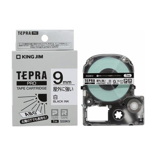 キングジム(KING JIM) テプラPRO 屋外に強いラベル 白 黒文字 9mm SS9KV