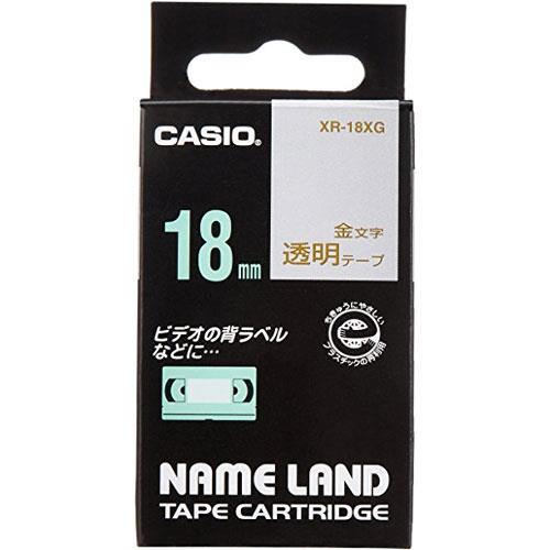 CASIO(カシオ) XR-18XG 透明テープ 8m 金文字/透明 18mm