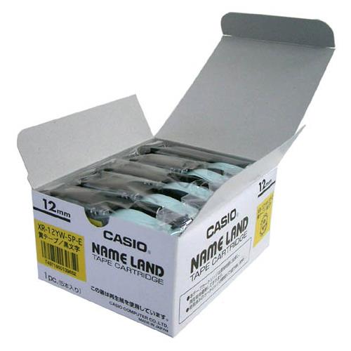 CASIO(カシオ) XR-12YW-5P-E スタンダードテープ 5本入(8m) 黒文字/黄 12mm