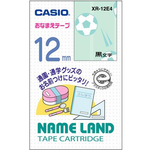 CASIO(カシオ) XR-12 E4 おなまえテープ 4m 黒文字/サッカーボール 12mm