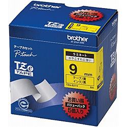 ブラザー(brother) TZe-621V ピータッチ ラミネートテープ 黒文字/黄 9mm 5個