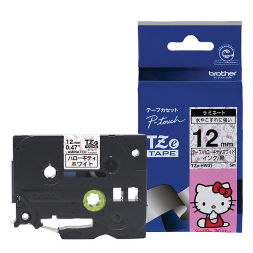 ブラザー(brother) TZe-HW31 ピータッチ ハローキティキャラクター 黒文字/ハローキティホワイト 12mm