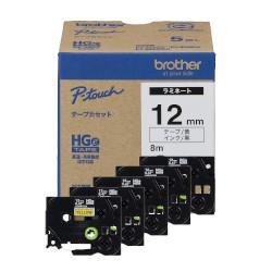 ブラザー(brother) HGe-631V ピータッチ HGeテープ ラミネートテープ 黒文字/黄 12mm幅