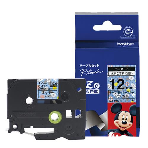 ブラザー(brother) TZe-MB31 TZeテープ ディズニーキャラクター 黒文字/ミッキーブルー 12mm