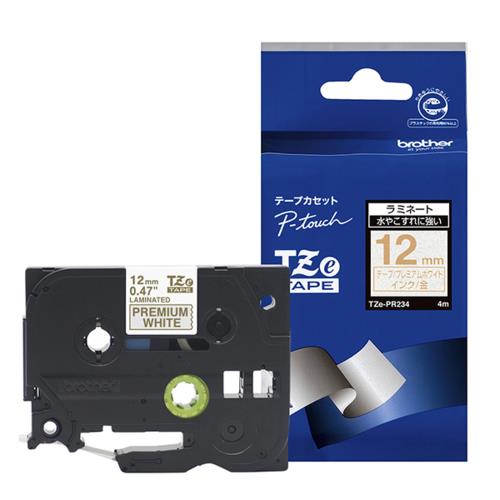 ブラザー(brother) TZe-PR234 ピータッチ おしゃれテープ 金文字/プレミアムホワイト 12mm