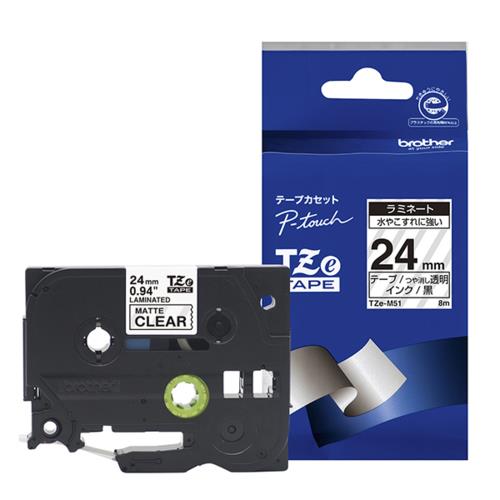ブラザー(brother) TZe-M51 TZeテープ マットテープ 黒文字/透明 つや消し 24mm