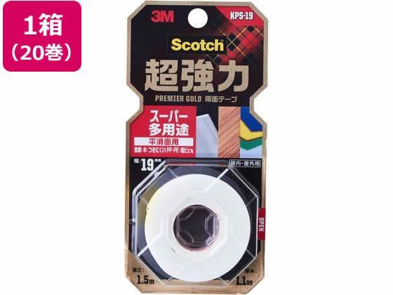 3M スコッチ 超強力両面テープ プレミアゴールド 19mm×1.5m 20巻[代引不可]【仕入先直送品Ａ】
