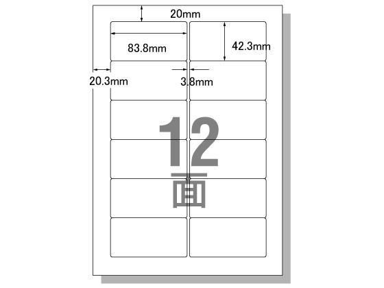 エーワン PC&ワープロラベルOASYSタイプ A4 12面 100枚