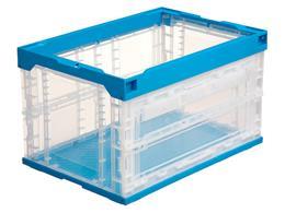 三甲 折りたたみコンテナ長側面扉付50Lタイプ フタなし 5個[代引不可]【仕入先直送品Ａ】