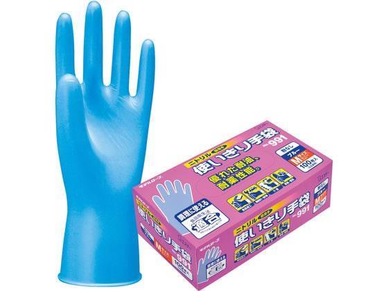 その他 ニトリル使いきり手袋 No.991 粉なし ブルー 100枚 M[代引不可]【仕入先直送品Ａ】