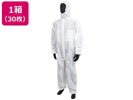 その他 不織布つなぎ服 防塵タイプ 白 LL 30枚[代引不可]【仕入先直送品Ａ】
